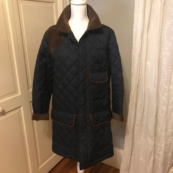 Ralph Lauren Jackets & Blazers - Ralph Lauren Navy & Brown Quilted Driving Jacket